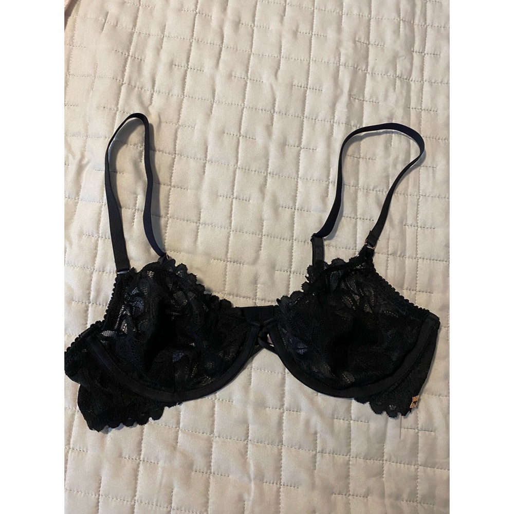 Savage Fenty Black Lace Unlined Demi Bra